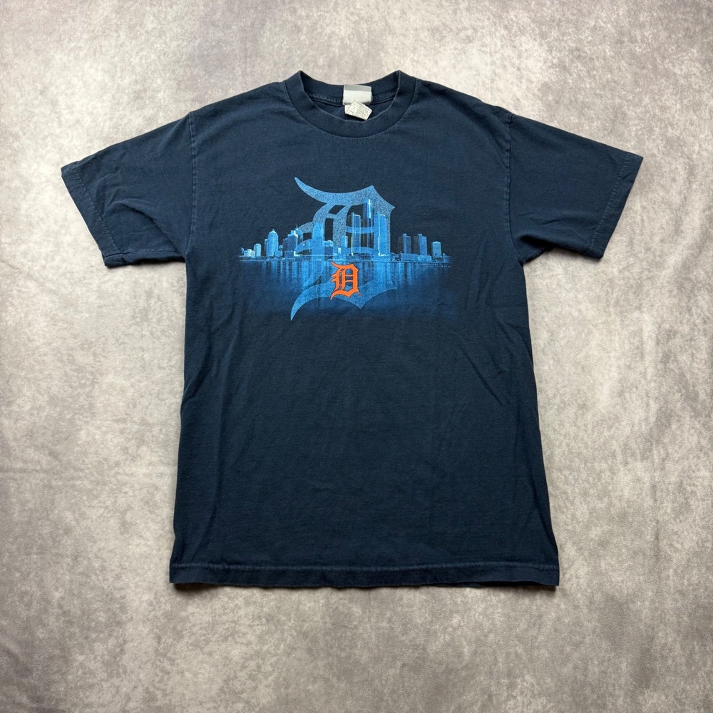 MLB Genuine Merchandise Detroit Tigers Skyline T-Shirt Navy Blue Mens Medium